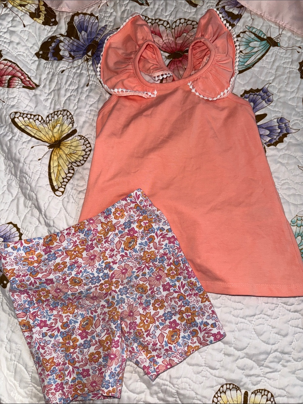 Cynthia Rowley Coral Ruffle Tank & Floral Shorts Set